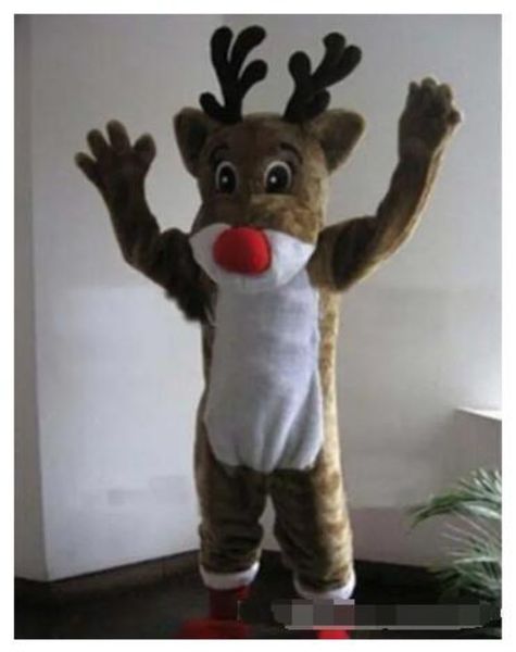 Natal rudolph como rena mascote traje adulto clássico dos desenhos animados trajes fantasia animal carnaval