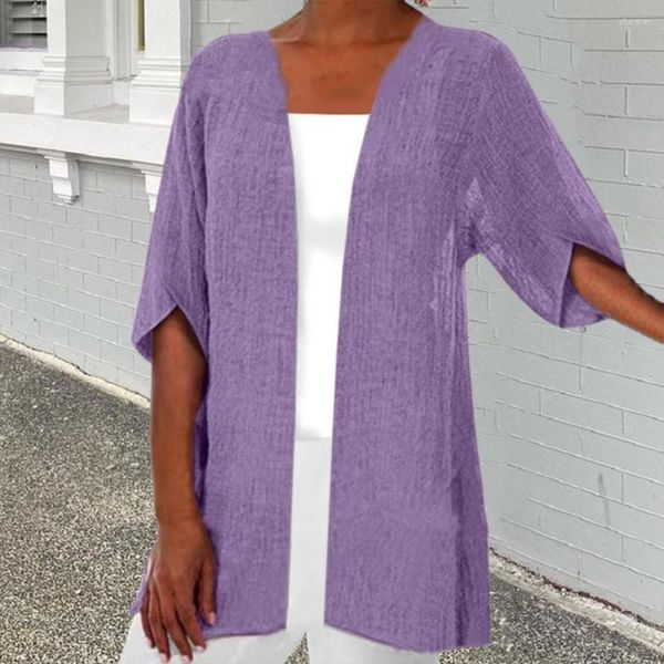 Camicette da donna 2023 tunica cardigan soild soild camicie lunghe a collo rotondo maniche corte casual estate da donna camicetta