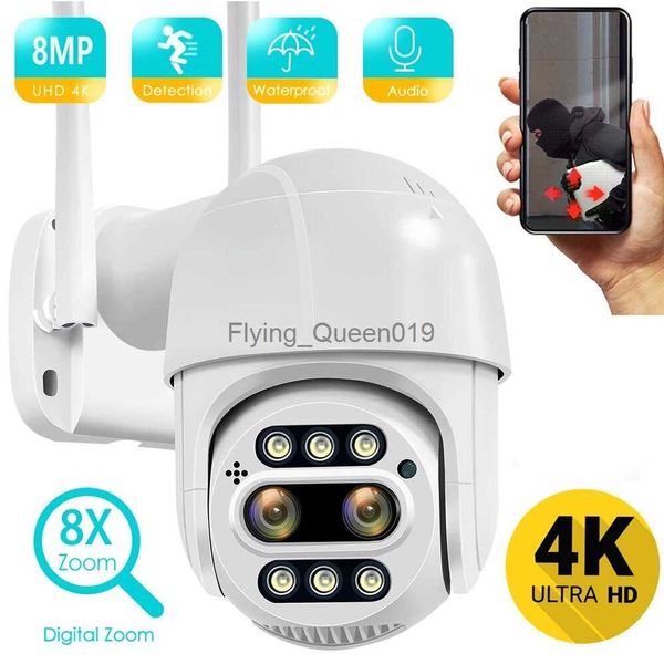 8mp 4mp 4k câmera ip ptz 8x zoom lente dupla detecção humana câmera cctv ao ar livre cctv wifi câmera de vigilância de vídeo hkd230812