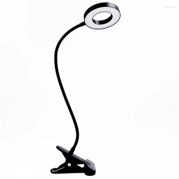 Lâmpadas de mesa Clipe on Light Reading Lights 48 LED USB Desk Lamp com 3 modos coloridos Livro de cuidados com a cabeceira da cabeceira flexível