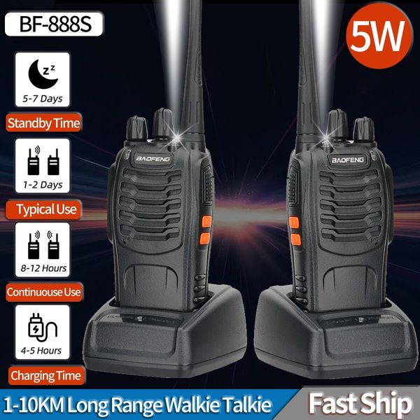 Walkie Talkie 1 2 PCS BAOFENG BF 888S UHF 400 470 МГц 888S Двухсторонний двухсторонний трансивер Радиос Хэм для охоты на EL 230823