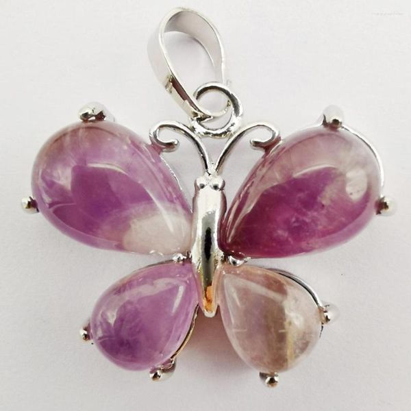 Anhänger Halsketten Amethyst Stone Perlen Schmetterling Tierschmuck für Frauen Geschenk S240