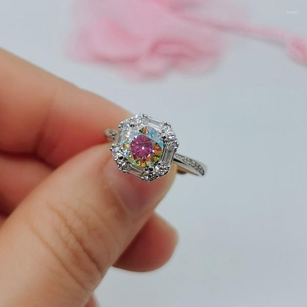 Cluster Rings 1ct Multi-color Morssanite Ring 925 Engagement Moissanite Wedding For Women