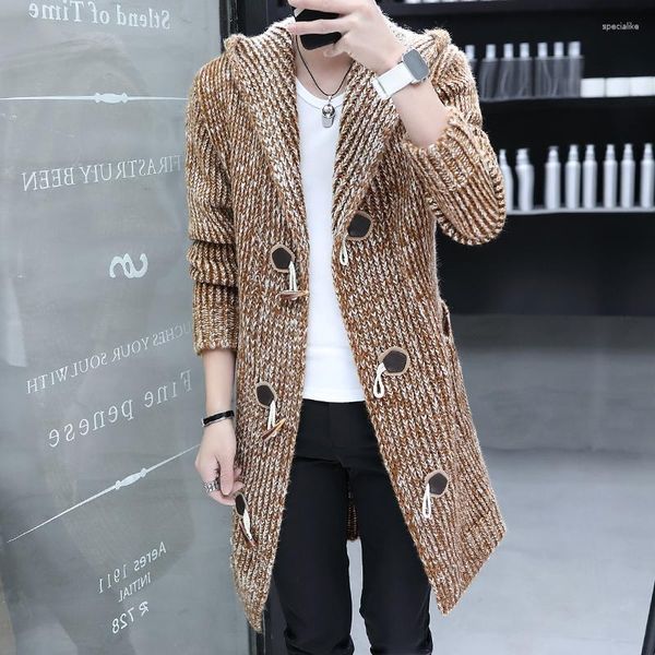 Camisolas masculinos Autumn Winter Men Men Warm Hip Hop Sweater Long Cardigan Sueter Hombre Boys Loose Knit