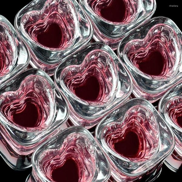 Copos de vinho quadrado coração amor em forma de xícara criativa transparente s gry type amante presente