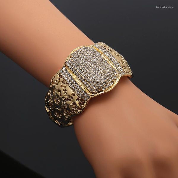 Bangel Geometrische Steinarmband Armreifen für Frauen Schmuck einfache Offene Manschette hohl Metall Boho Wide Armbänder Arm Ring Ring