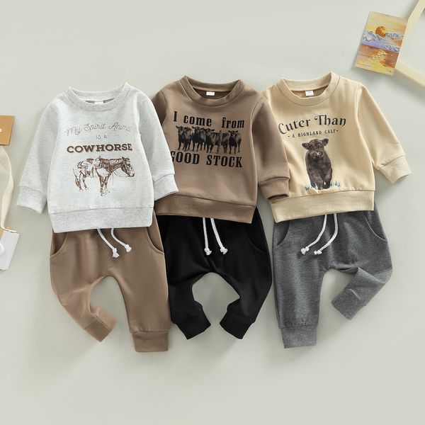 Kleidungsstücke Citgeett Herbst Kleinkind Baby Jungen Kleidung Set Langarm Buchstabe Print Sweatshirt Feste Farbhose Herbstanzug 230823