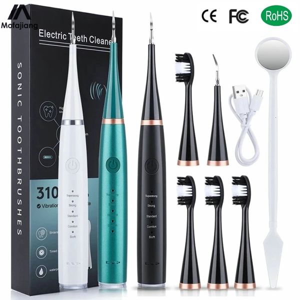 Escova de dentes Sonic Elétrica Removedor de Cálculo Dental Tártaro Placa Manchas Limpador Escova de Dentes Kit de Clareamento Oral Cuidados de Higiene 230824