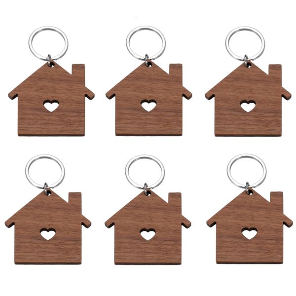 Клайки Lanyards 10pcs Blank Wood House Keychain Wood Keyring