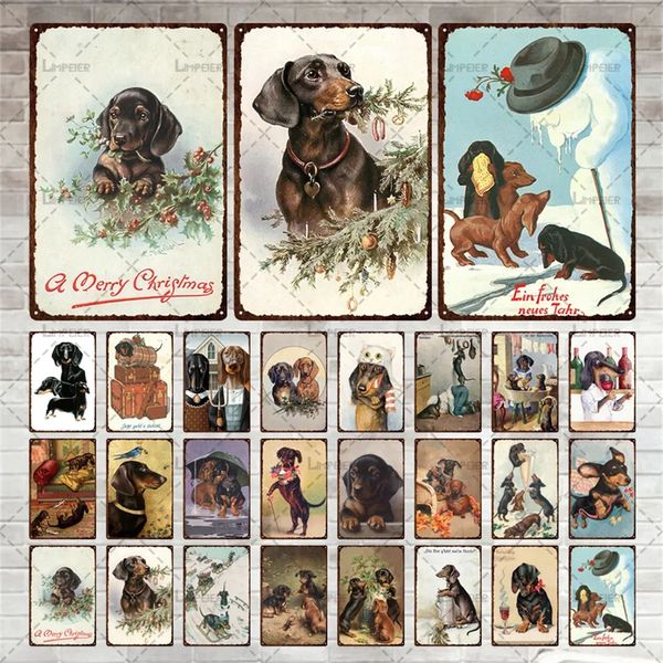 Serie di stagno per cani carini per animali domestici Poster metallico in stile vintage Tin Tin Plaque German Spaniel Metal Plate Room Home Shop Shop Decorazioni da parete per la parete dipinti 30x20cm W01