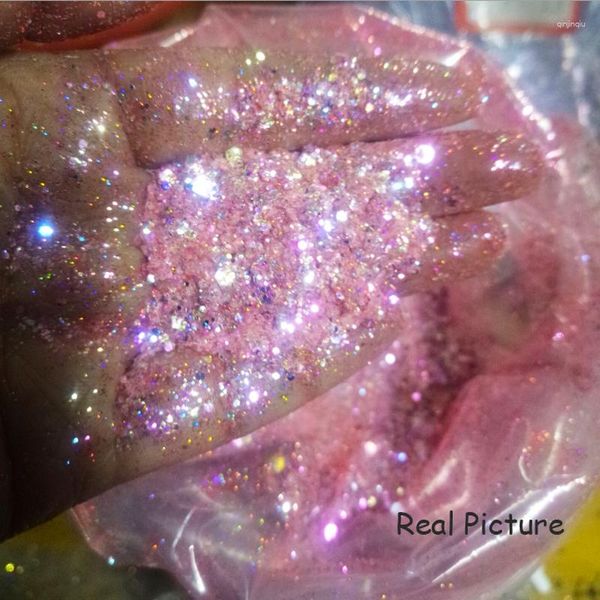 Nagelglitzer 50G/Bag Laser Chunky Pailletten Mix Größe 0,2-3 mm glänzend Paillette Art Bulk für Make-up-Gesichtskörperscheibe Flake