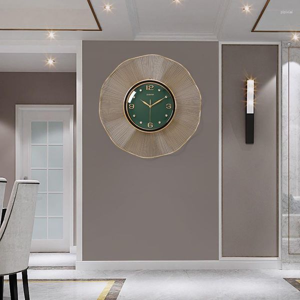 Relógios de parede Luxo Luxo relógio Gold Metal Fashion Modern Home decor