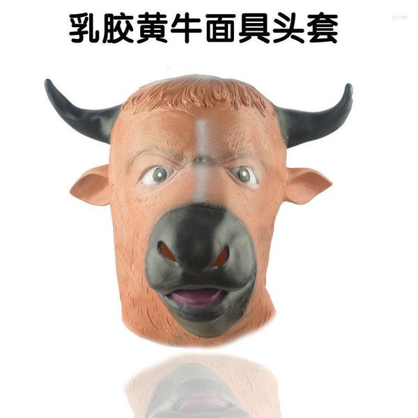 Forniture per feste Halloween Cute Cow Mask Masches Funny Animal Cartoon Dress Up Costume Zoo Jungle Cosplay Decoration
