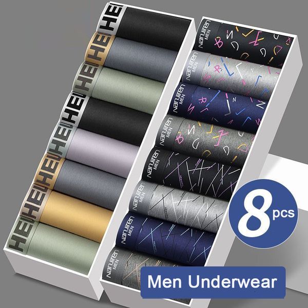 Underpants 8pcsset uomini biancheria intima pugili da uomo morbido per uomo shorts sexy traspirato più dimensioni u mutandine convesse convesse mutandine 230823