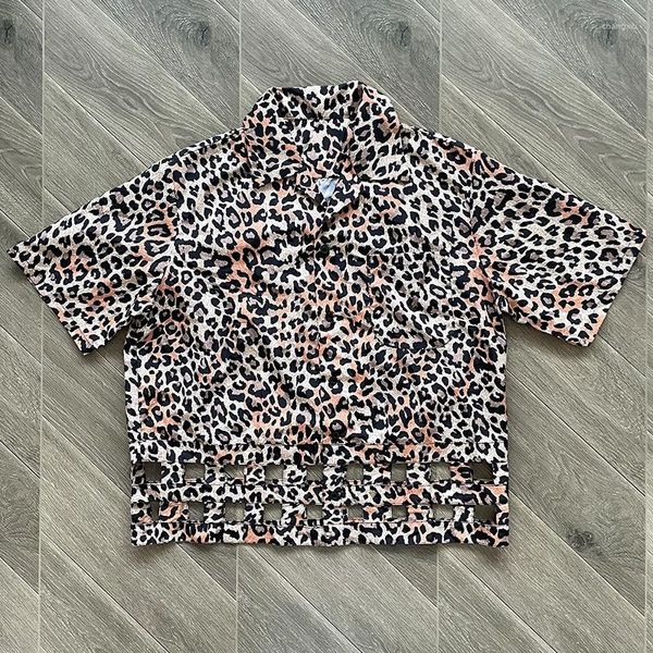 Camicie casual maschile kapital e leopardo femminile stampato giapponese hawaiano corta fodera