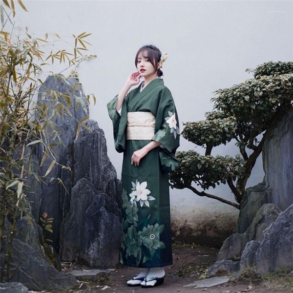 Etnik Giyim Retro Sahne Pografi Rol Yapma Kıyafet Kıyafet Zarif Gece Elbise Geleneksel Kimono Kadın Yukata Haori Uzun Boşluk