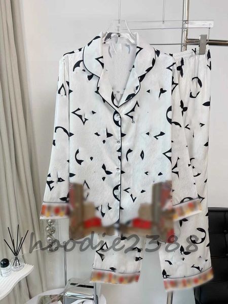 Женская пижама с длинными рукавами, весенняя и осенняя пижама, дизайнерская одежда, классический логотип бренда, удобный мягкий набор из двух частей, европейский размер XS-M 461042--461051
