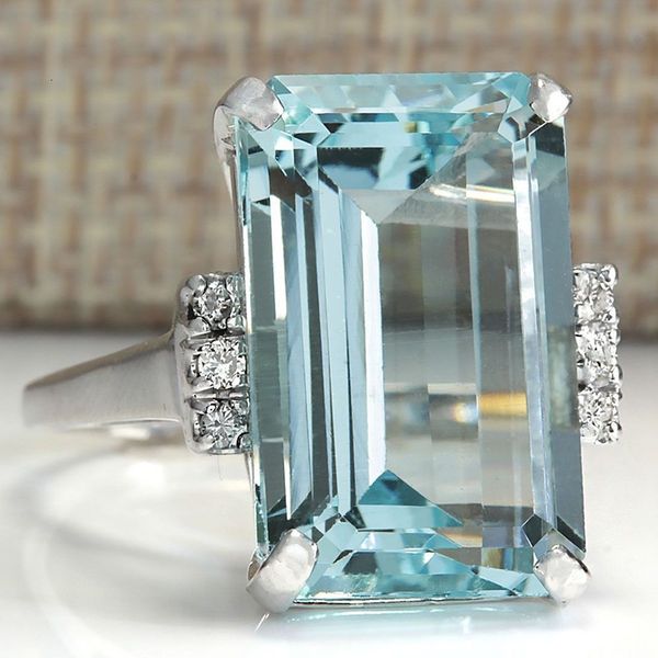 Bant Yüzük Moda Prenses Nişan Takı 1642ct Doğal Aquamarine Çok Molor Düğün Taahhüdü Yüzük Boyutu 511 230823