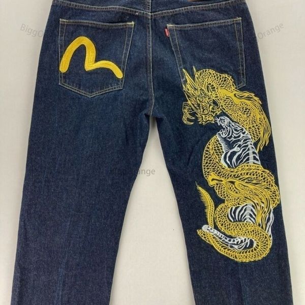Мужские джинсы с рисункой печать мешковаренная джинсовая одежда главная улица винтаж вымытая талия.