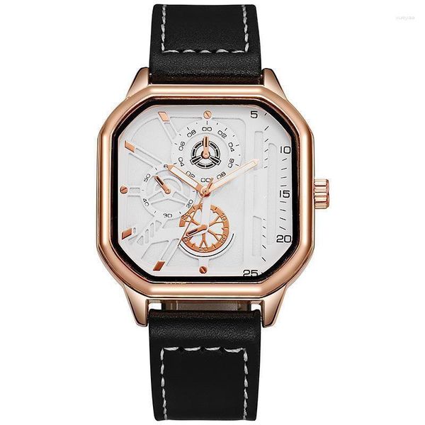 Armbanduhr Reloj Hombre 2023 Fashion Sport Watch Men Square Watches Minimalistische Lederband Quarzgeschenke