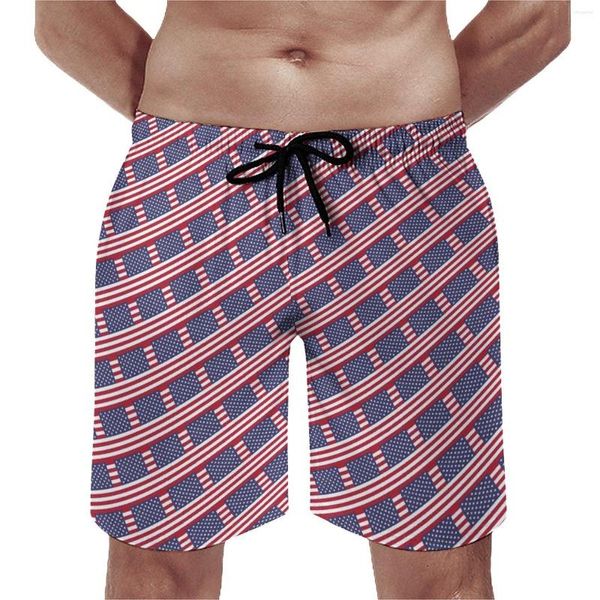 Shorts masculinos bandeira dos EUA Summer Summer American Fashion Fashion Vintage Beach Men Sports Fitness Rápido Dry Custom Swim Trunks