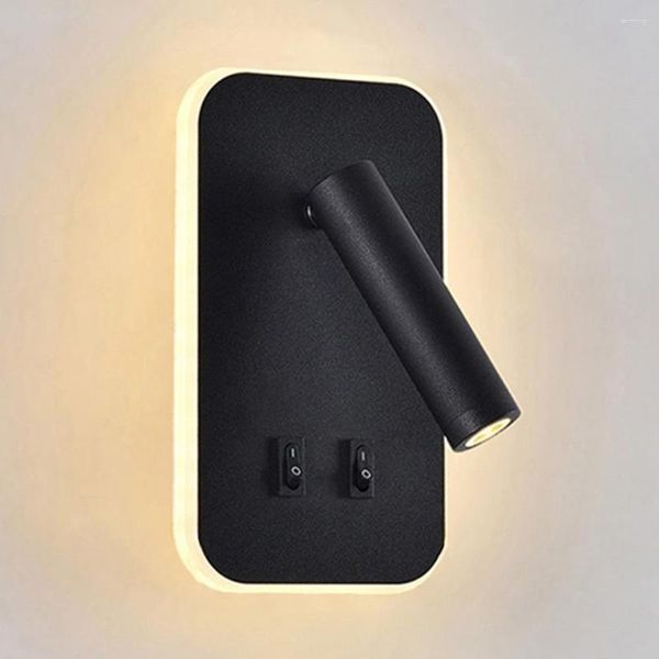 Lampada a parete LED con interruttore moderno Black Bianco Bianco Bianco da letto Arte DECORAZIONE LUCI DECORAZIONI DEGLI ALLIMENTO 10W SOGGIORI SOGGIORI LIGHT