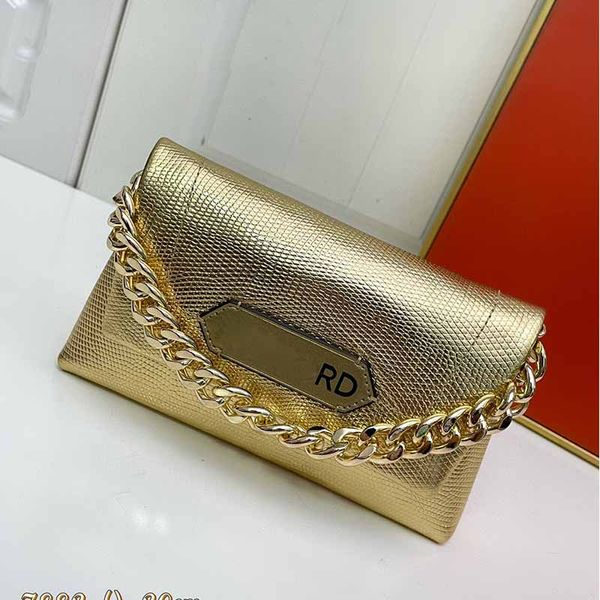 Damen-Clutch, Metallkette, Designer-Handtasche, Leder-Geldbörse, Logo-Druck auf der Vorderseite, Schultertasche, kann Geldbörse, Handy, Schlüssel, Lippenstift, multifunktionale Tragetasche aufbewahren