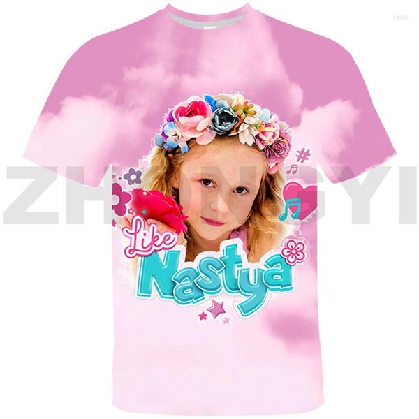 Camisetas masculinas Rússia como Nastya Tshirt Teens Girls 3D O-pescoço anime T-shirt Tops Tee Streetwear roupas de camisa de tamanho grande