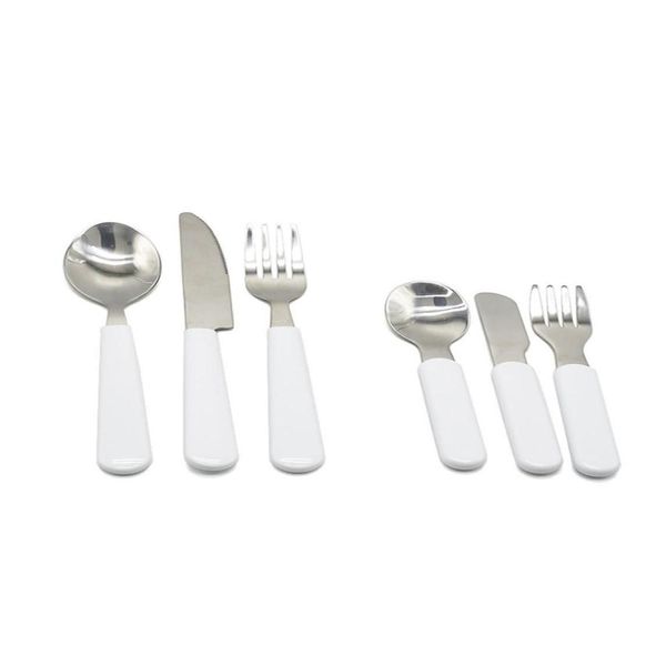 Outra alimentação de bebê Sublimação em branco Branco Kids Facas Spoon Conjunto de talheres de aço inoxidável