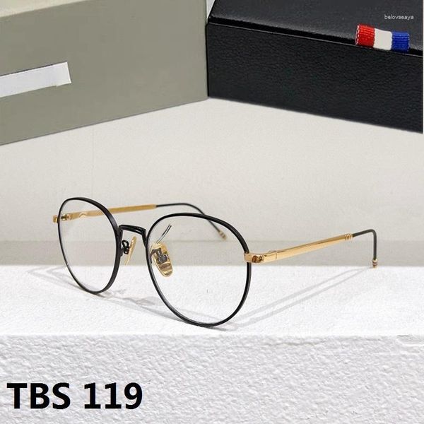 Солнцезащитные очки рамы тома бренда сплавные очки рамки мужчины женщины винтажные круглые очки для рецептов TBS119 миопия оптические очки очки