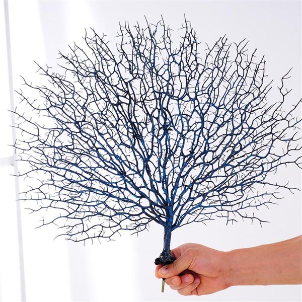 45 cm Branch di alberi di plastica artificiale Decorazioni di nozze di corallo bianco Simulazione della casa Simulazione del ramo secco per pavone CORALE PLA254B