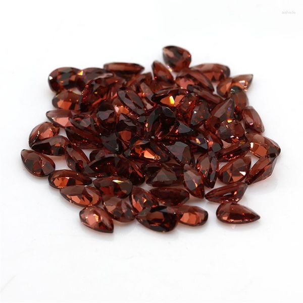 Pedras preciosas de pedras de alta qualidade de fábrica de jóias de venda direta, fabricação de pedra natural de pêra natural 3x5mm Garnet vermelho