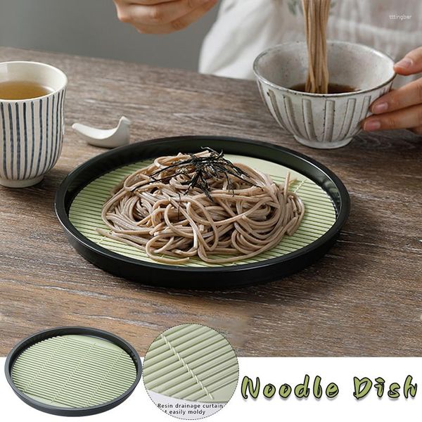 Pratos Frio Placa De Macarrão Estilo Japonês Sushi Prato Trigo Sarraceno Com Resina Mat Udon Macarrão Cozinha Dreno