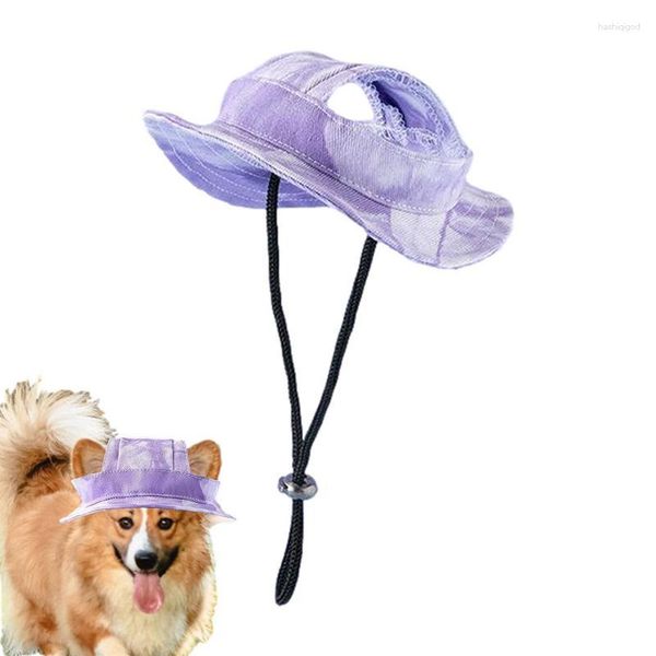 Abbigliamento per cani rotondo rotondo brim -visor cappello da ragazzo ragazza cani di protezione da sole traspirante da sole piccolo e grande con buchi per le orecchie