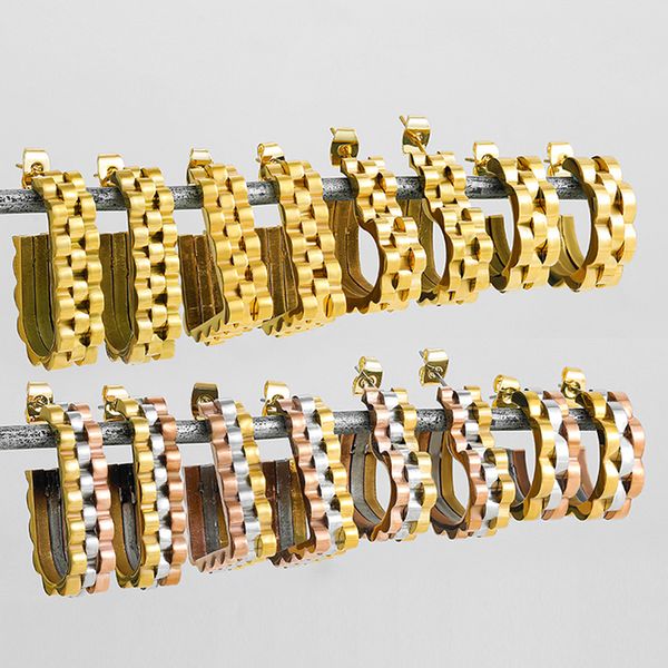 FAMMO Punk in acciaio inossidabile punk color oro freddo color orecchini di orologi spessi per donne cerchio geometrico orecchini a cerchio grosso 230823 230823