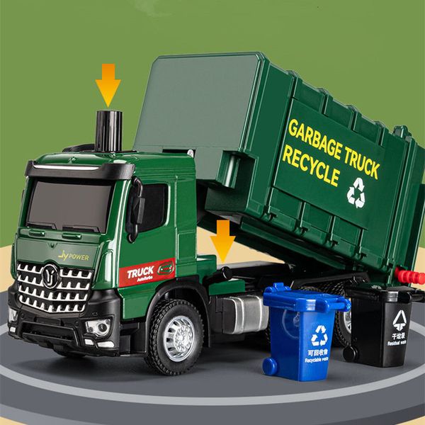 Ликовая модель автомобиля 1/32 Городской мусорный грузовик модель модель Diecast Metal Pneumatic Control.