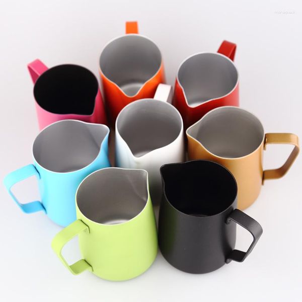 Kalça Flasks Sürahi Paslanmaz Çelik Kahve Barista Dişli Latte Sanat Sütü Köprüsü Jug 350ml 600ml 20 Farklı Tipler