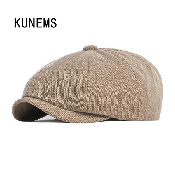 Beretti Kunems Fashion Ottagonal Cap Cappelli retrò per uomo Boina Casual Women Hat Y Blinders Beret di cotone Gorra Gorras 230823