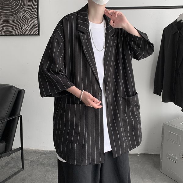 Herrenanzüge Blazer M5XL Plus Size Men Striped Blazer Drei Viertel Ärmel übergroß