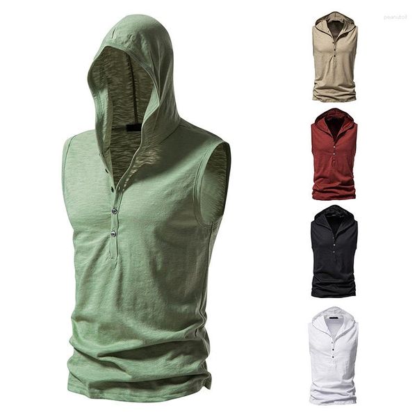 Tops canotte da uomo Sport Sports Male Summer Top con cappuccio con cappuccio Shirt Light Running