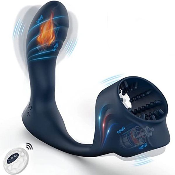 Slip Höschen Heizung Vibrator Prostata-massagegerät Mit Penis Hülse Anal Butt Plug Fern Masturbation Männlich Cock Ring Sex Spielzeug Für männer Paar 230824