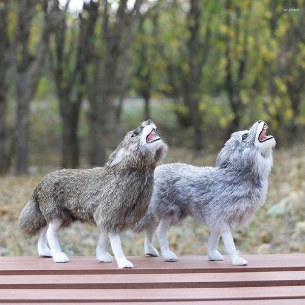 Gartendekorationen Simulation Wolf Modell Plasticfurs Home Schreibtisch Dekoration Spielzeug Geschenk D0849