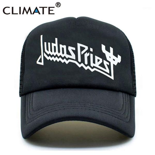 Caps de bola clima masculino Mulher Cruckas Judas Priest Rock Band Cap Fãs de música Summer Black Baseball Mesh Net Hat12224