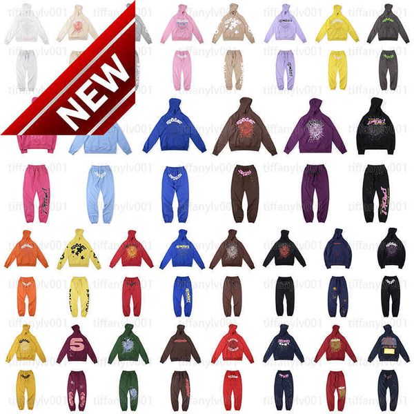 Erkek Hoodies Sweatshirts Tasarımcı Erkekler SP5der Pantolon Trailtsits Young Thug Örümcek Kapüşonlu Web Baskılı 5555555 Grafik Y2K Track takım elbise eu s/m/l/xls 4xl