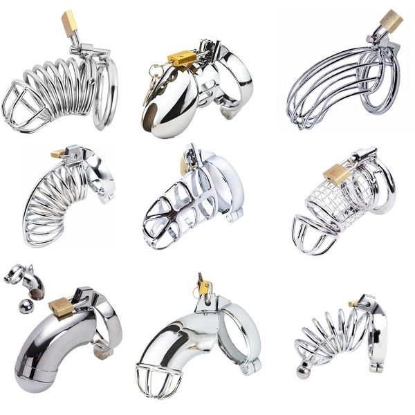 Cockrings 10 Türler BDSM Seks Oyuncak Erkekler için Chastity Cihaz Penis Kilit Erotik Esaret Kocası Sadakat Büyük Metal Horoz Kafesi Gay Testis Takıları 230824