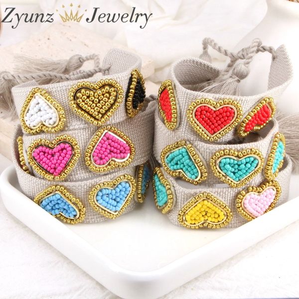 Bangle 5pcs Bohemia Creative Heart Miyuki Браслет для женщин ручной работы с тканой кисточкой для браслета модные украшения 230824