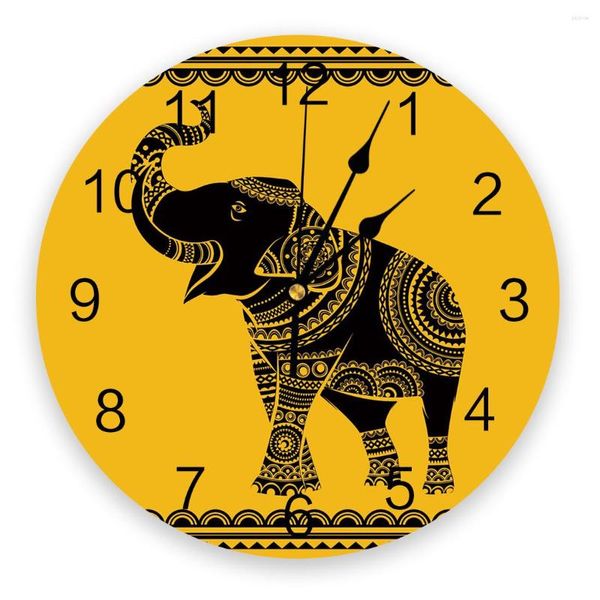 Relógios de parede Elephant Pattern Design Relógio de quarto grande cozinha moderna Redução redonda da sala de estar, assistir decoração de casa