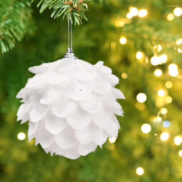 Decorazione per feste 3 pezzi Ornamenti dell'albero di Natale in schiuma palla di neve glitter scintillio a forma di petalo palline appese ai pendenti domestici