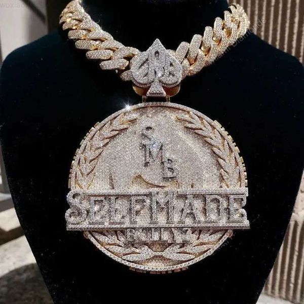 Gioielli Hip Hop Ciondolo con lettera personalizzata ghiacciata da uomo in argento 925 VVS Moissanite con catena in mossanite con diamanti e pendente con croce