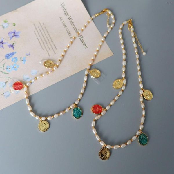 Кокер винтаж красочные бусины натуральное жемчужное ожерелье для женщин ювелирные украшения вечеринка T